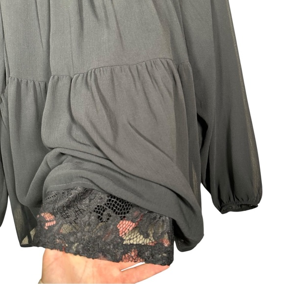TORRID Black Lace Chiffon Overlay Blouse - Picture 11 of 15